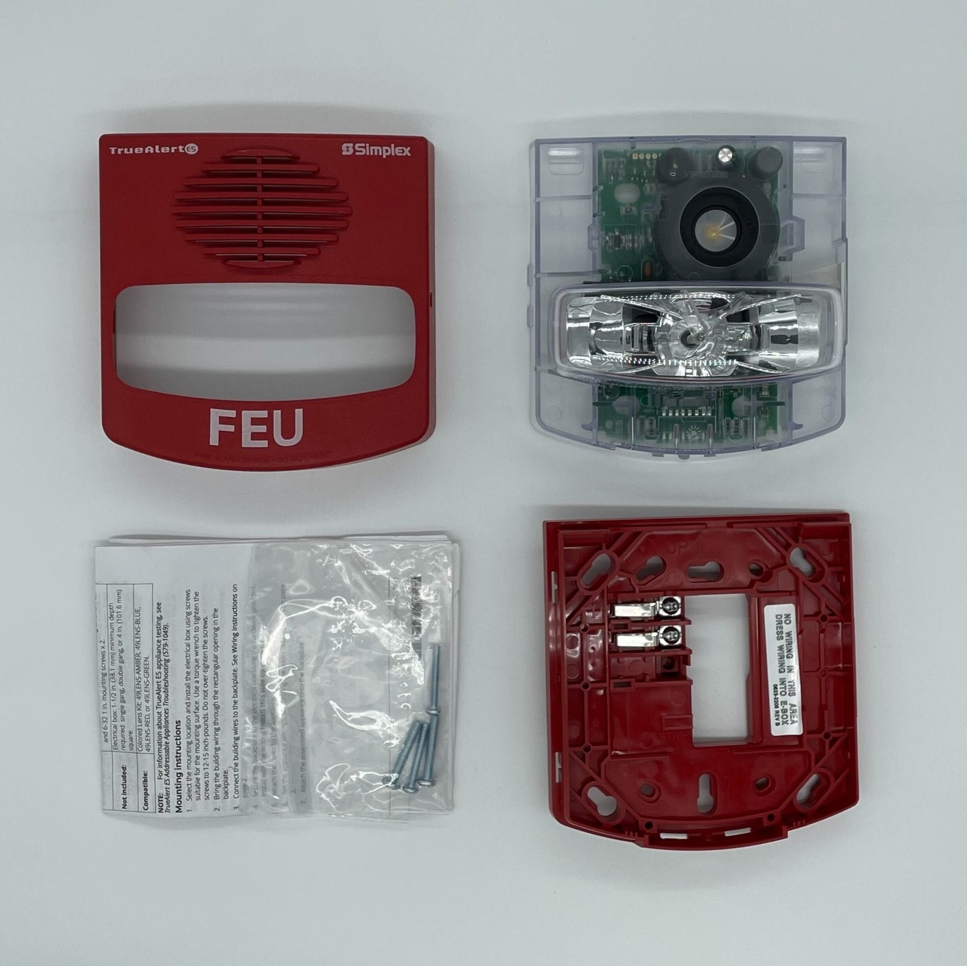 Simplex 49AV-WRQ fire alarm system sensor with ULC certification, mounted on a wall in a building safety setting