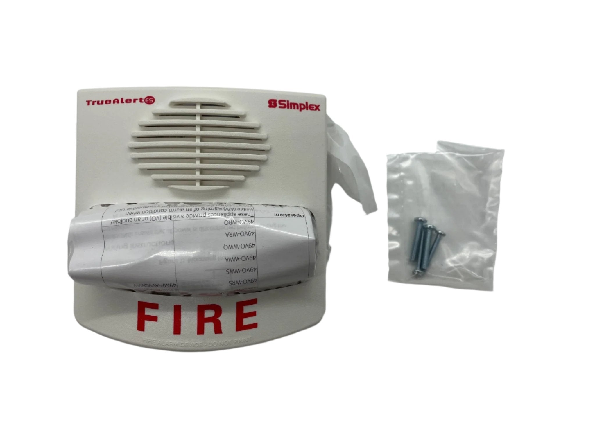 Simplex 49AV-WWF fire alarm sensor with ULC certification, mounted on wall, part of Simplex fire alarm system.