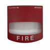 Simplex 49VO-WRF horn strobe alarm device with white housing and mounting bracket, designed for emergency alert systems.