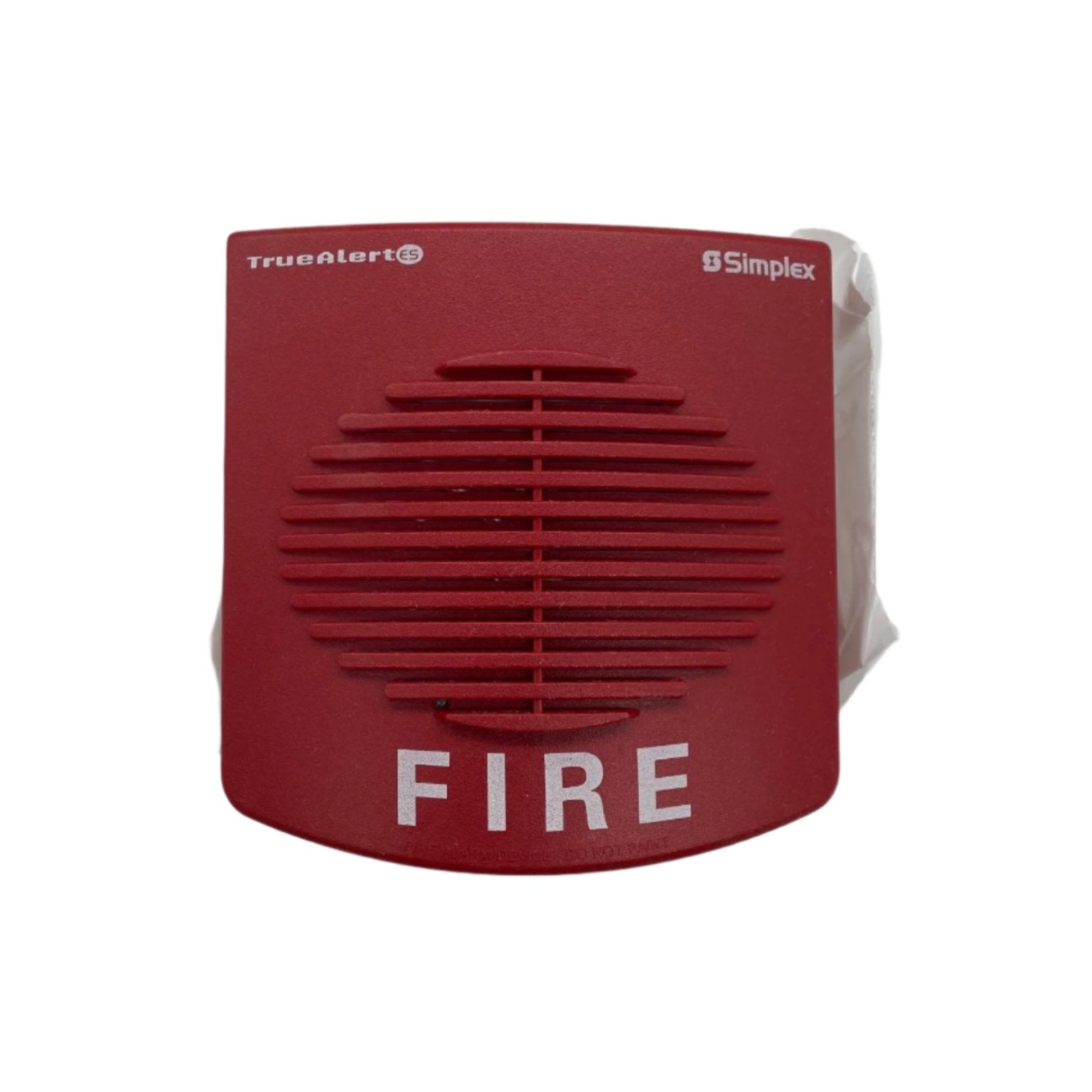Simplex 49AO-WRF TrueAlert ES addressable horn fire alarm mounted on wall, part of the Simplex fire safety system.