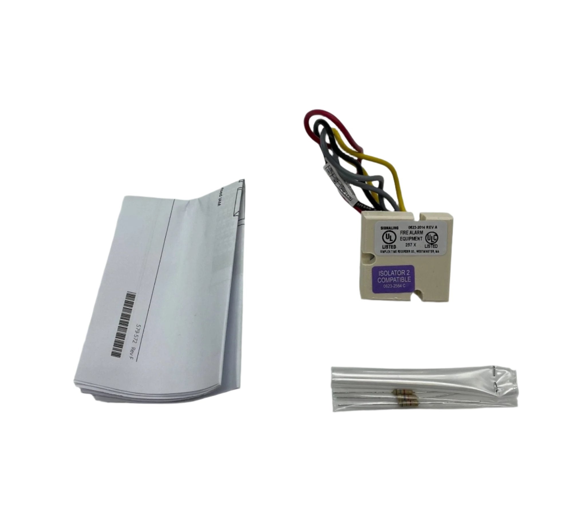 Simplex 4090-9051 fire alarm sensor showing a compact, white detection device with wiring connections on a clean background.