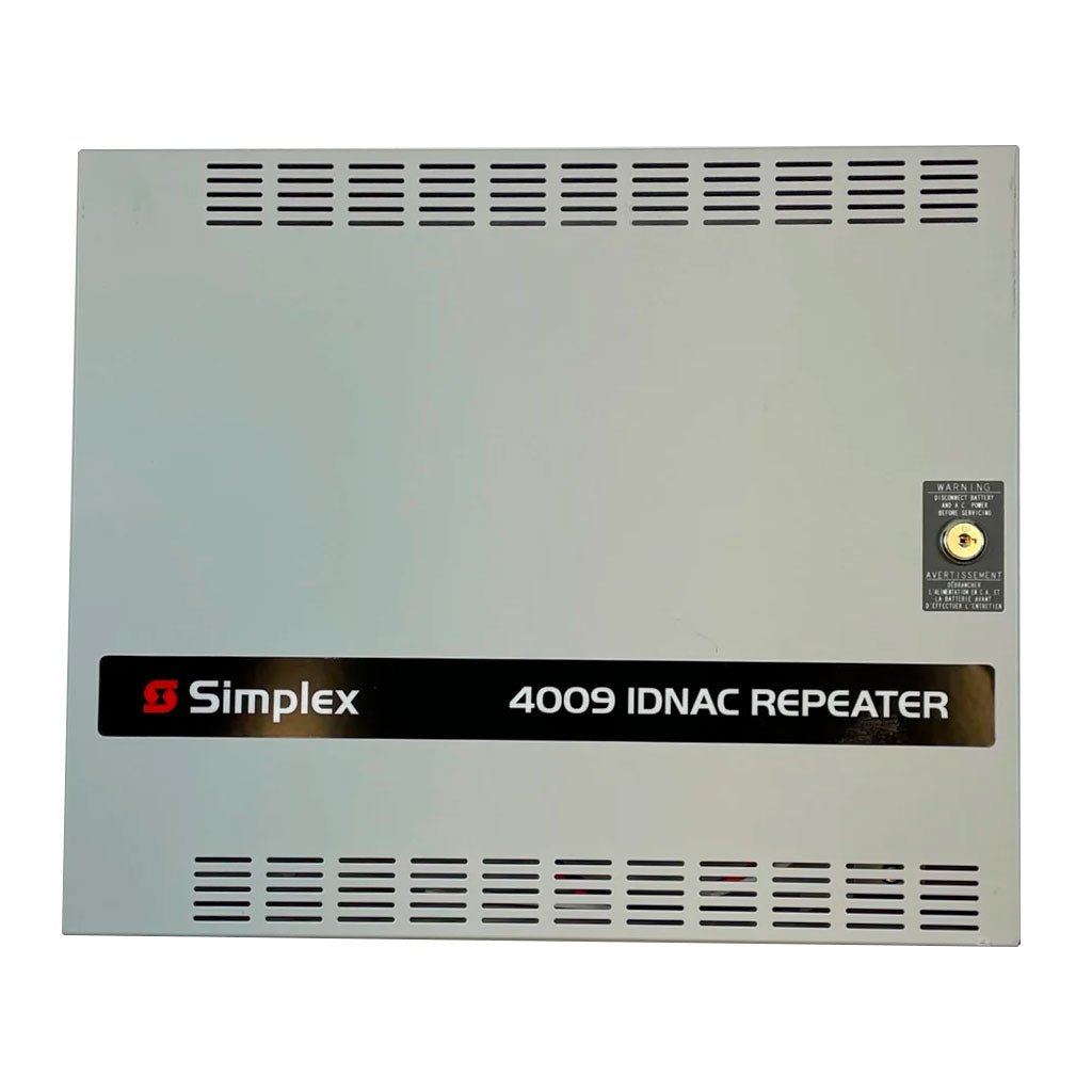 Simplex NAC 4009-9601 control panel with multiple circuit connections and display, used for security or automation systems.