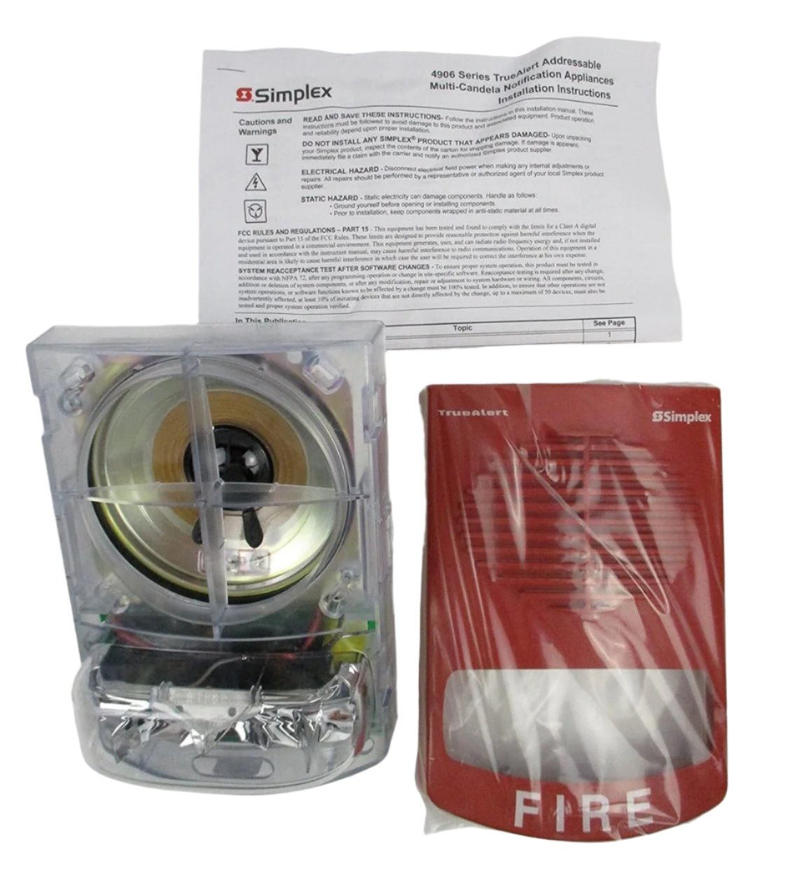 Simplex 4906-9251 fire alarm sensor with ULC certification, mounted on a ceiling, used for safety and fire detection.