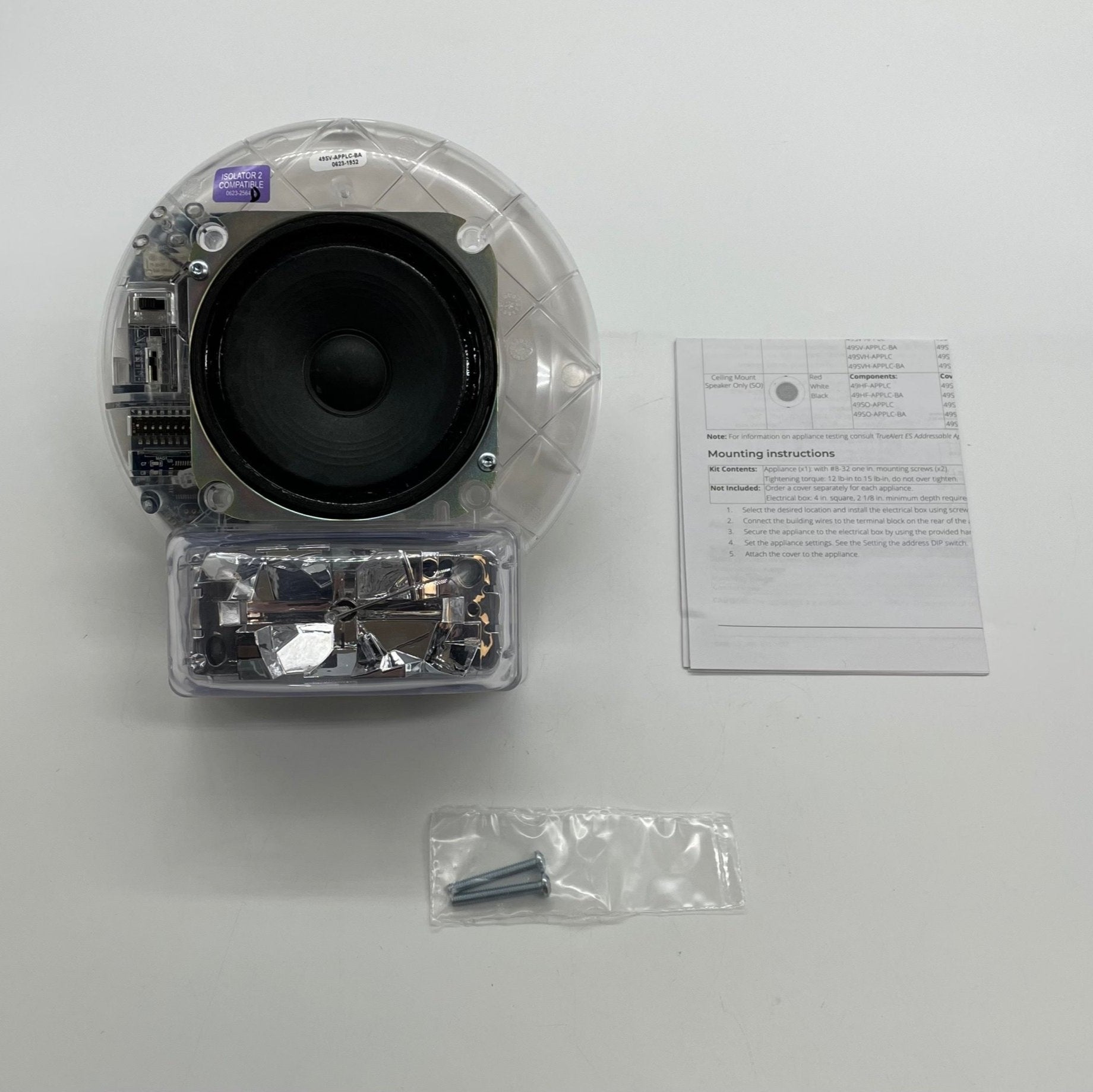 Simplex 49SV-APPLC-BA fire alarm sensor with wiring, designed for fire detection systems, in a typical installation setting.