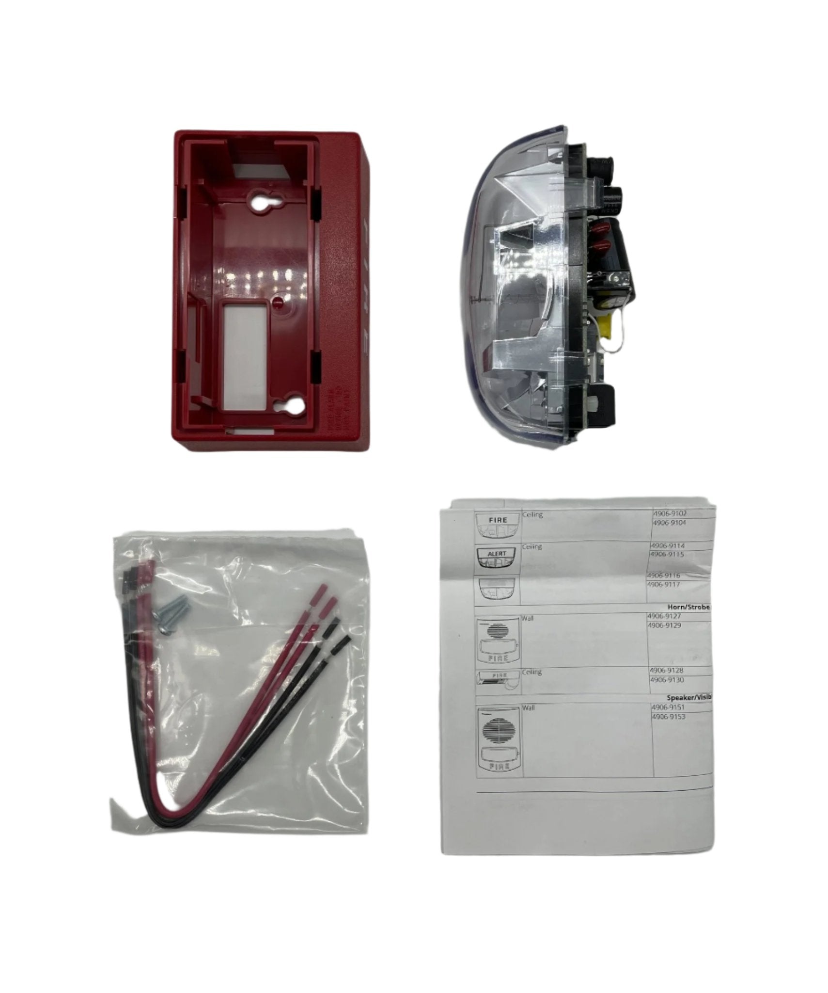 Simplex 4906-9102 horn strobe alarm with clear lens and mounting base, designed for emergency notification systems.