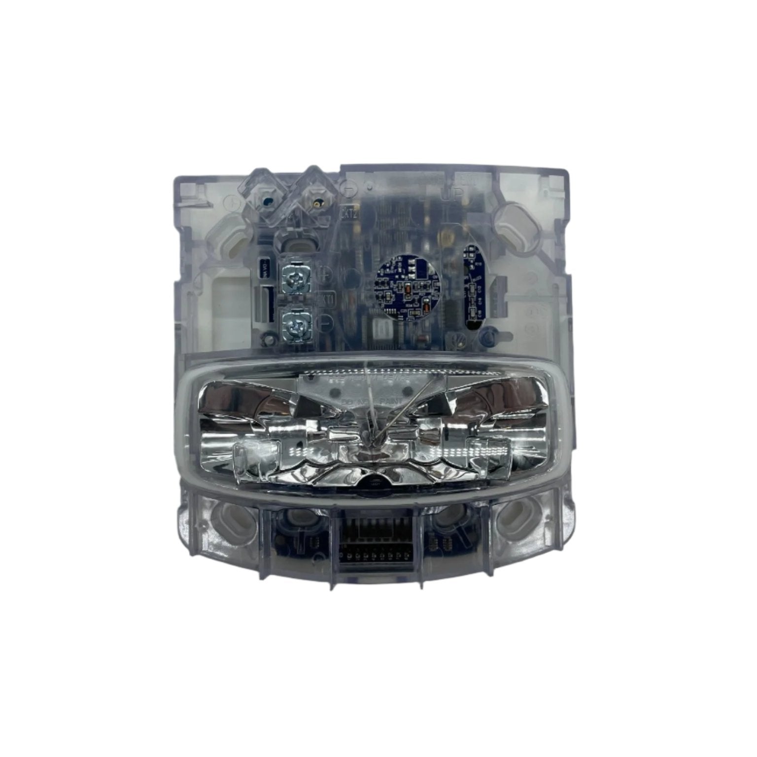 Simplex 49VO-APPLW-O strobe light, white appliance-style strobe from Simplex, shown mounted indoors for emergency signaling.