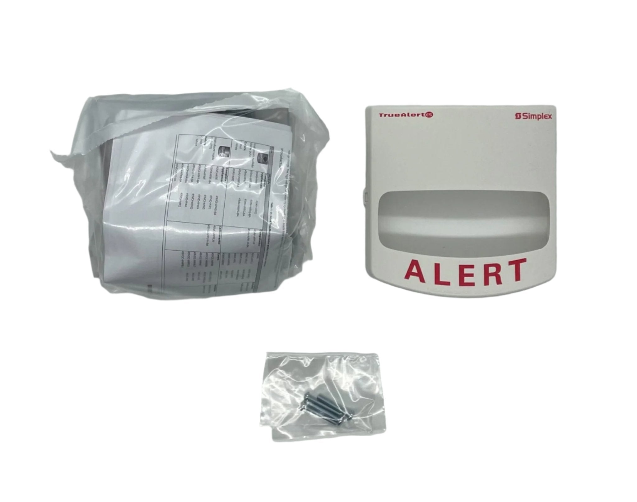 Simplex 49VO-WWA strobe light with white lens, mounted on a wall, designed for emergency signaling and visual alerting.