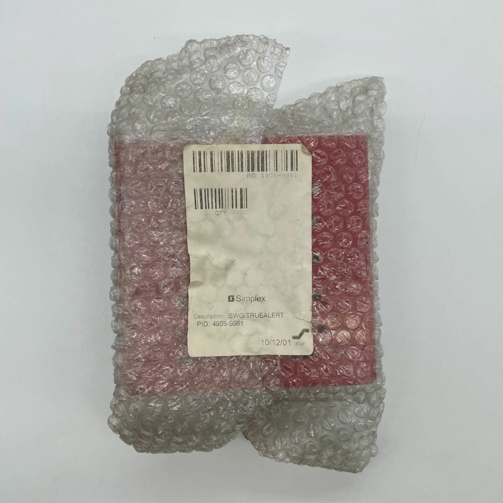 Simplex 4905-9961 fire alarm, white wall-mounted safety device from Simplex brand, with test and alarm indicator lights.