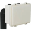 STI-7516A access control housing for fire alarm systems, black metal enclosure with mounting slots and STI branding.
