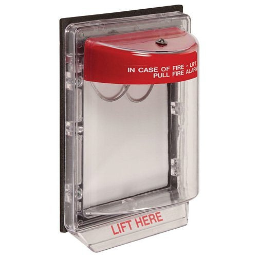 STI-1250 Weather Stopper fire alarm without horn, flush mount design, black plastic housing, suitable for outdoor safety applications