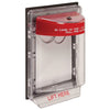 STI-1250 Weather Stopper fire alarm without horn, flush mount design, black plastic housing, suitable for outdoor safety applications