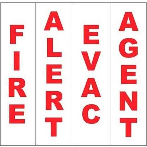 System Sensor DECAL-R fire alarm decal with reflective surface and clear labeling, designed for safety identification.