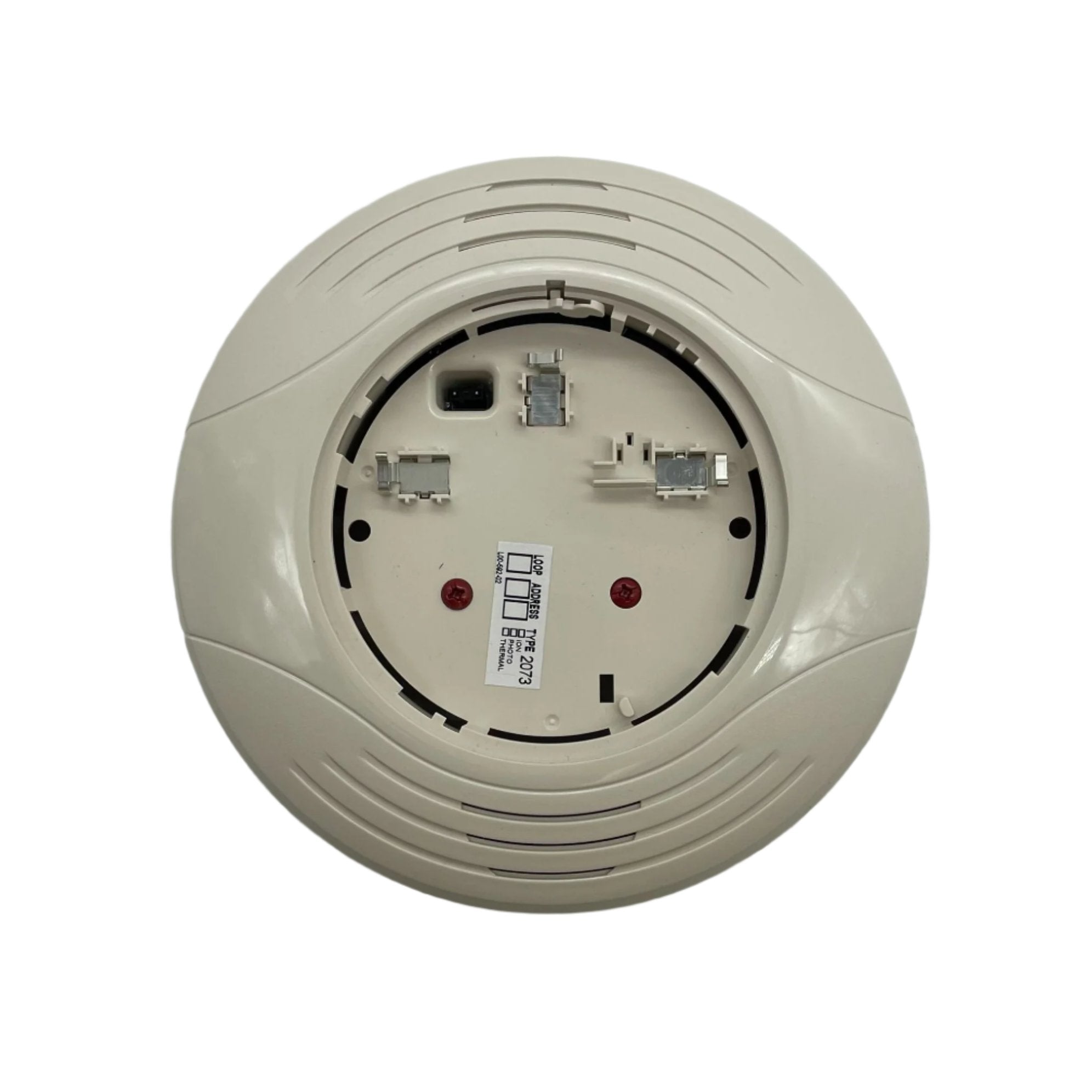 System Sensor B200S-IV fire alarm control module mounted on a wall with wiring and labeling visible.