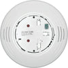 System Sensor B200S-LF-WH smoke detector mounted on ceiling in a building interior.