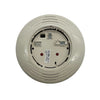 System Sensor B200SR-IV fire alarm smoke detector mounted on ceiling, with wiring and mounting bracket visible.