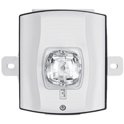 System Sensor ULC SWHK-P fire alarm with smoke and heat detection, mounted on a wall in a commercial setting