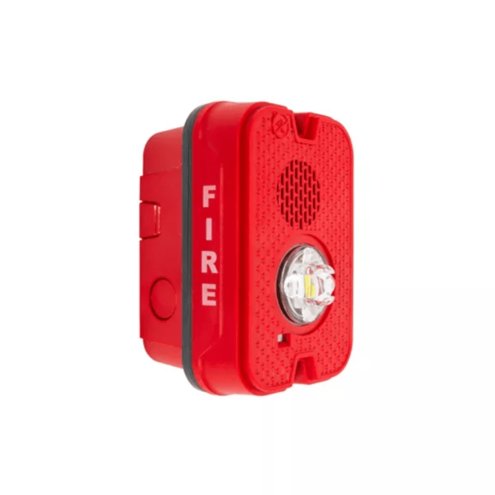 System Sensor P2GRKLED smoke detector with green LED indicator, mounted on ceiling in a commercial setting