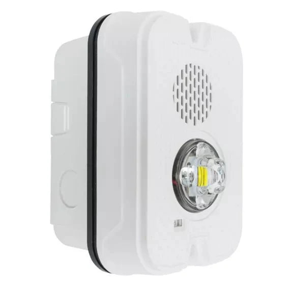 System Sensor P2GWKLED-P fire alarm with LED indicator, wall-mounted smoke detector for early fire detection.