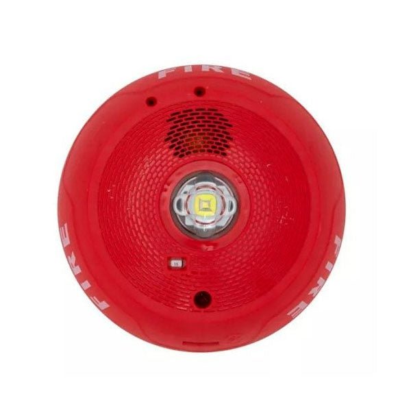 System Sensor PC2RLED emergency LED strobe light with red lens, designed for fire alarm systems and safety signaling.