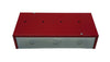 System Sensor R-24E fire alarm detector with red test and reset buttons, mounted on a white ceiling.