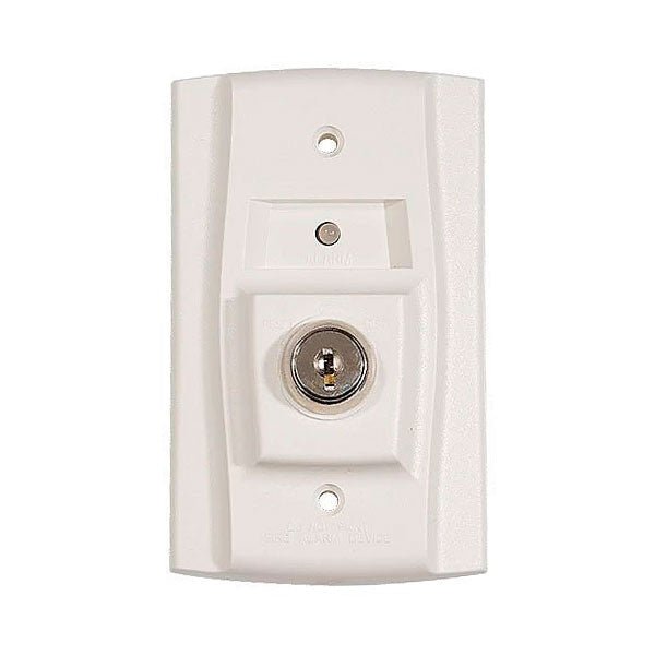 System Sensor RTS151KEY fire alarm control key in a close-up view, showing its compact design and label details.