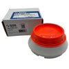 System Sensor SS-FIRE-CO smoke and fire detector with alarm, mounted on ceiling in a modern building interior.