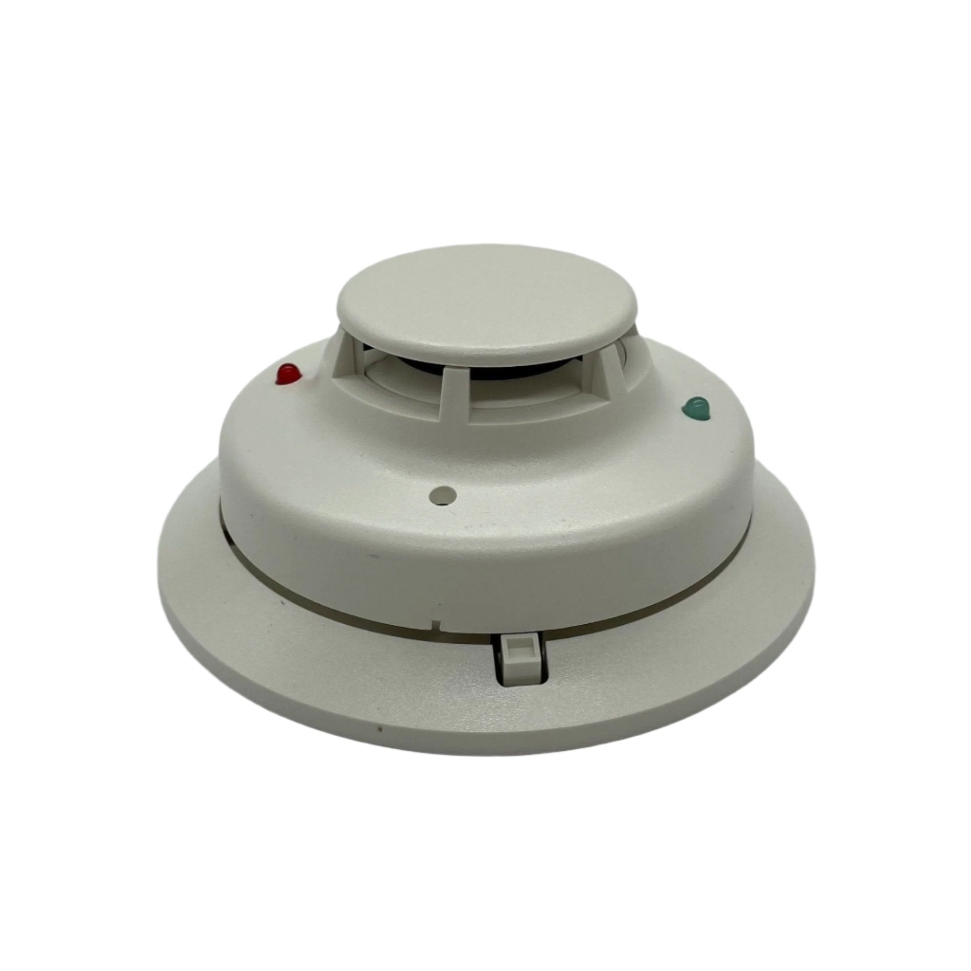 System Sensor 4W-B fire alarm detector with white plastic housing and mounting bracket.