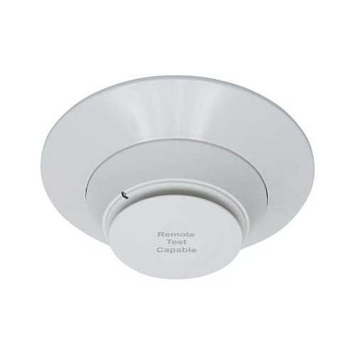 System Sensor SS-PHOTO-R photoelectric smoke detector showing its round design and sensor components.
