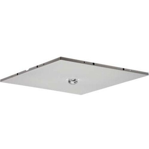 System Sensor SPSCWL-TILE smoke detector mounted on ceiling, compact design with sensor components visible.