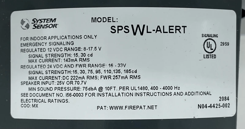 System SensorSPSWL - ALERT