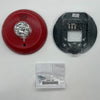 System Sensor CHSCRL smoke detector with alarm, mounted on ceiling, showcasing its design and sensor components.