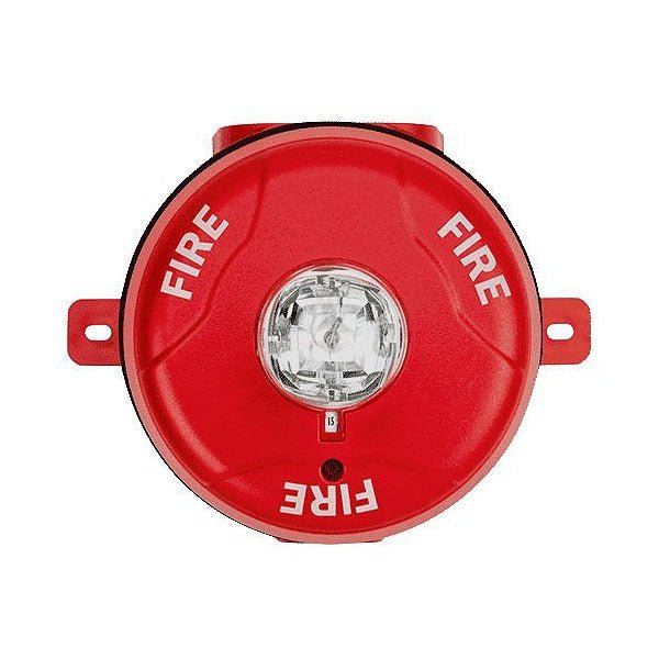 System Sensor SCRHK heat detector with mounting base, used for fire alarm systems, shown in a close-up image.