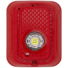System Sensor ULC SRLED-P fire alarm with red LED indicator, mounted on ceiling, in a commercial building interior
