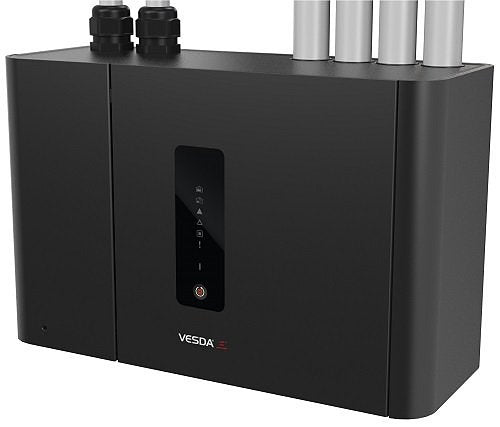Vesda VEP-A00-P-UL fire alarm control panel with touchscreen interface and safety indicators