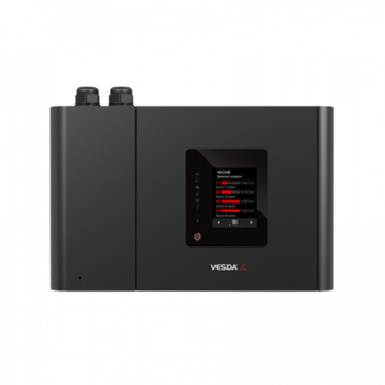 VESDA VES-A00-P fire alarm sensor by VESDA, showing the compact detection device with wiring and mounting hardware.