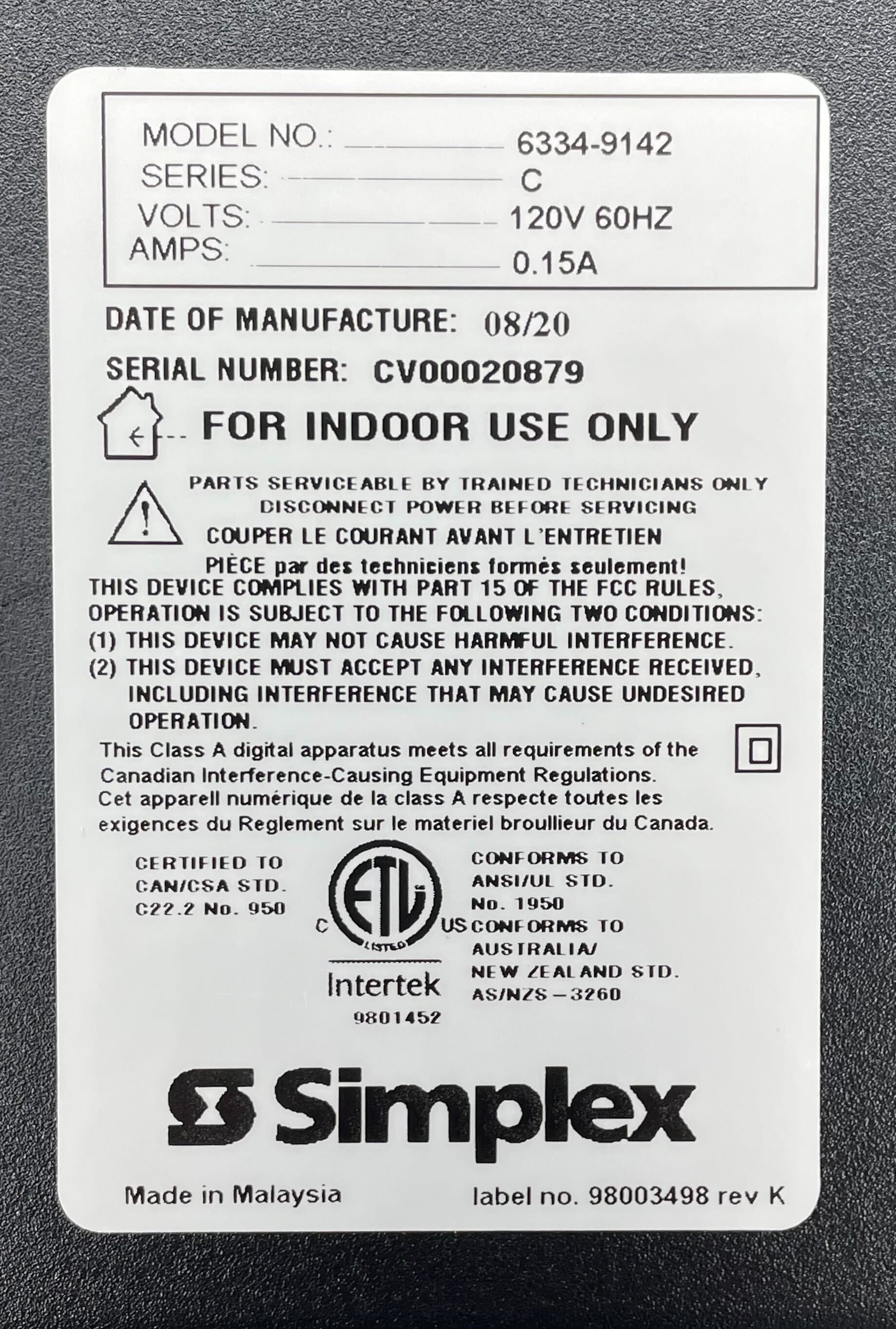 Simplex 6334-9142