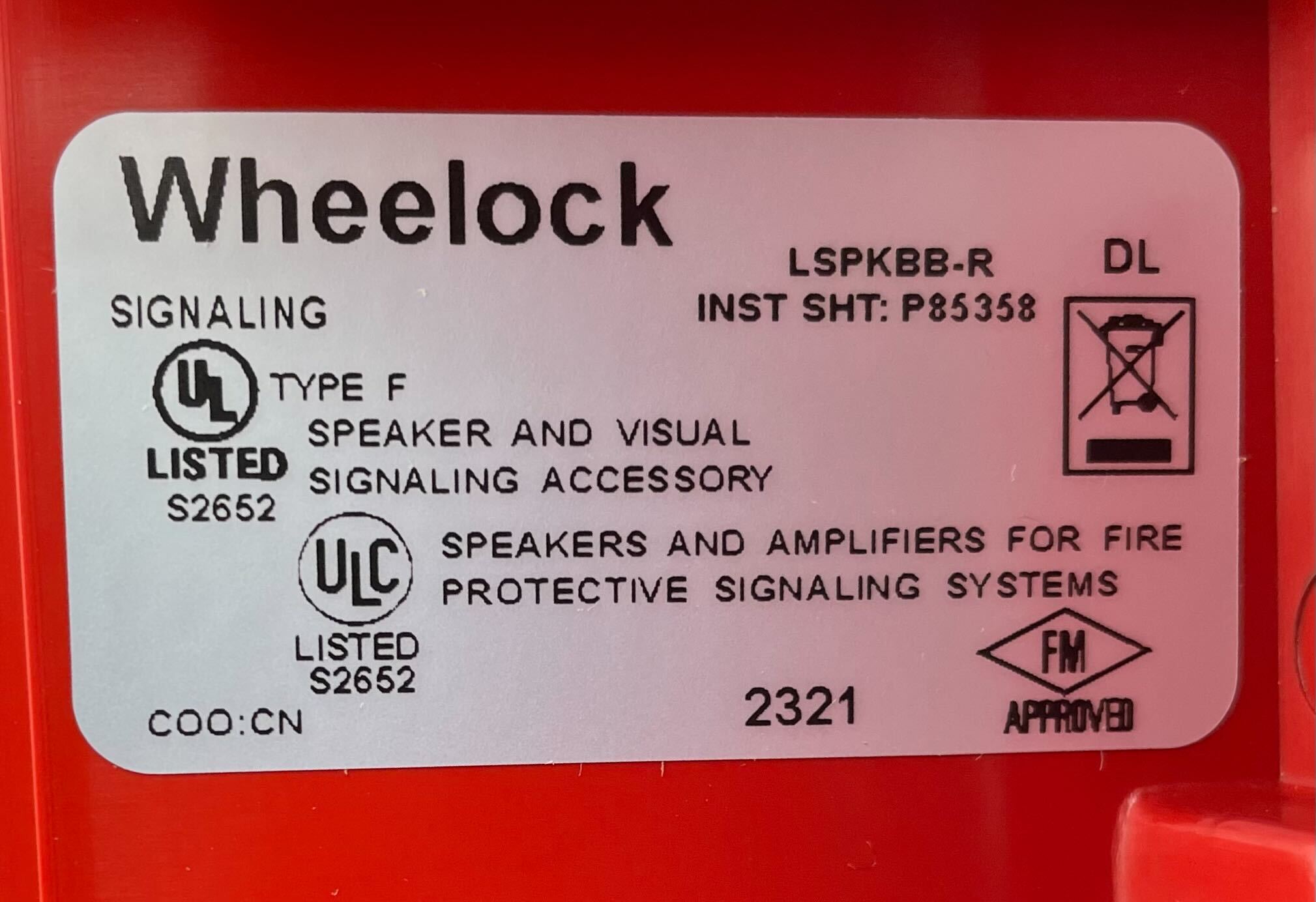 Wheelock LSPKBB-R